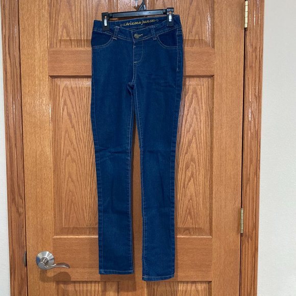 Lot of 2 ARIZONA JEAN CO Girl's 12 Skinny Blue Denim Jeans Adjustable Waist EUC - Picture 2 of 9